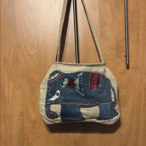Blue and Cream Patchwork Shoulder Bag